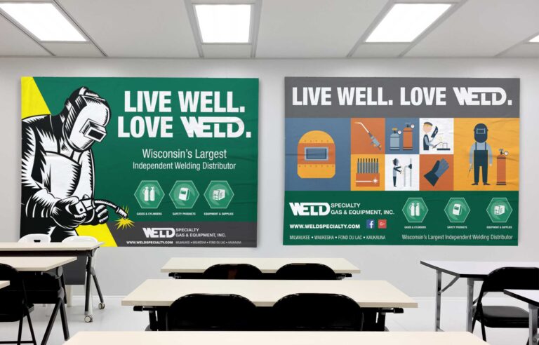 Large wall-sized graphic posters designed and printed by NAVEO Marketing