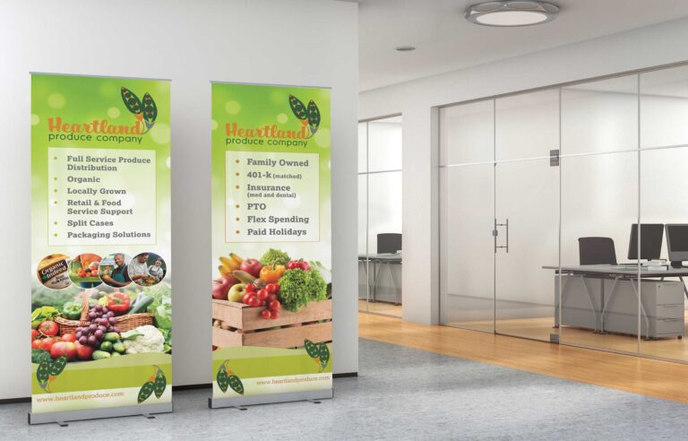 Custom designed tradeshow banners for Heartland Produce Company.